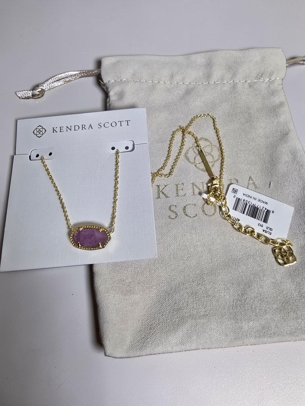 Kendra Scott Gold Necklace with Purple Stone NWT